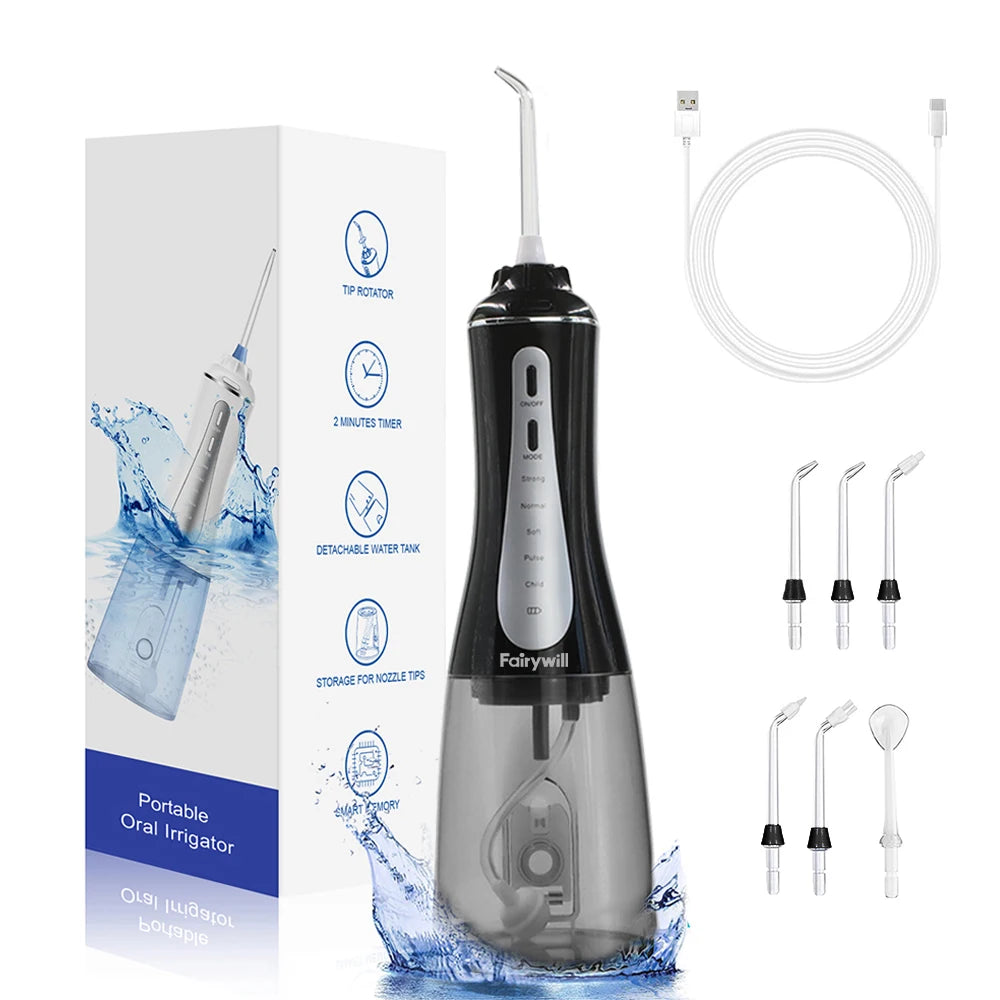 New Arrival Fairywill 350ml Portable Oral Irrigator USB Rechargeable Dental Water Flosser Jet Irrigator Dental Teeth Cleaner