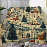 Festive Christmas Blanket with Reindeer & Snowman