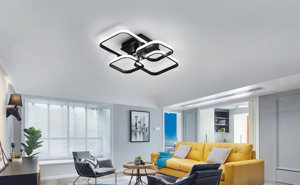 LED Ceiling Light,Modern Square LED Ceiling Lamp,60W Metal Acrylic Indoor Light for Bedroom,Study Room,Cool White Light 6000K