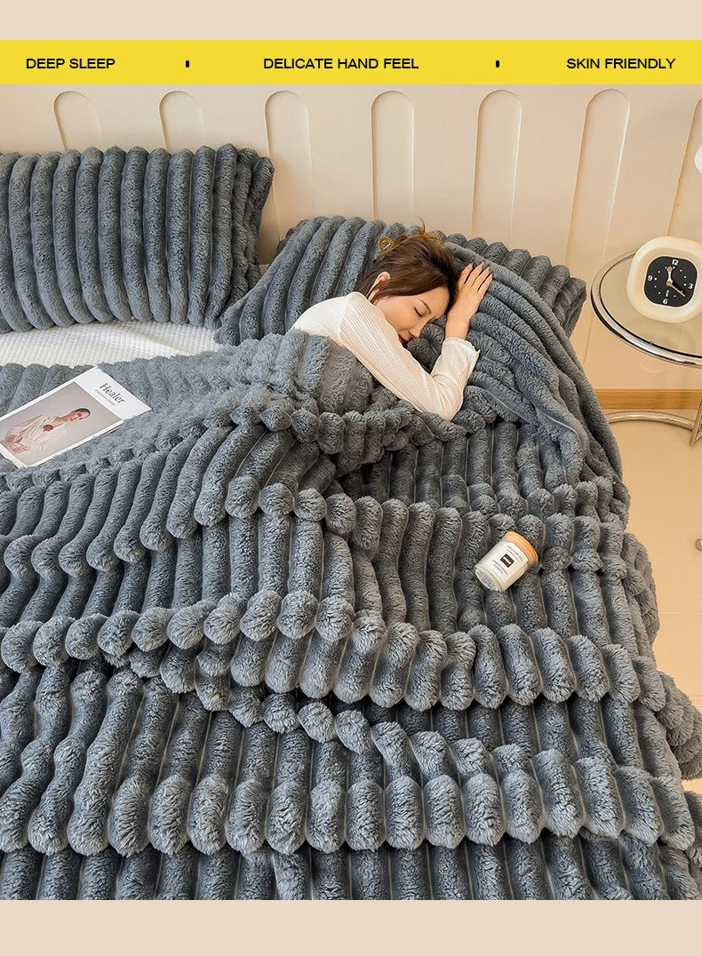 Striped Flannel Blanket – Cozy Bed Sheet & Sofa Throw