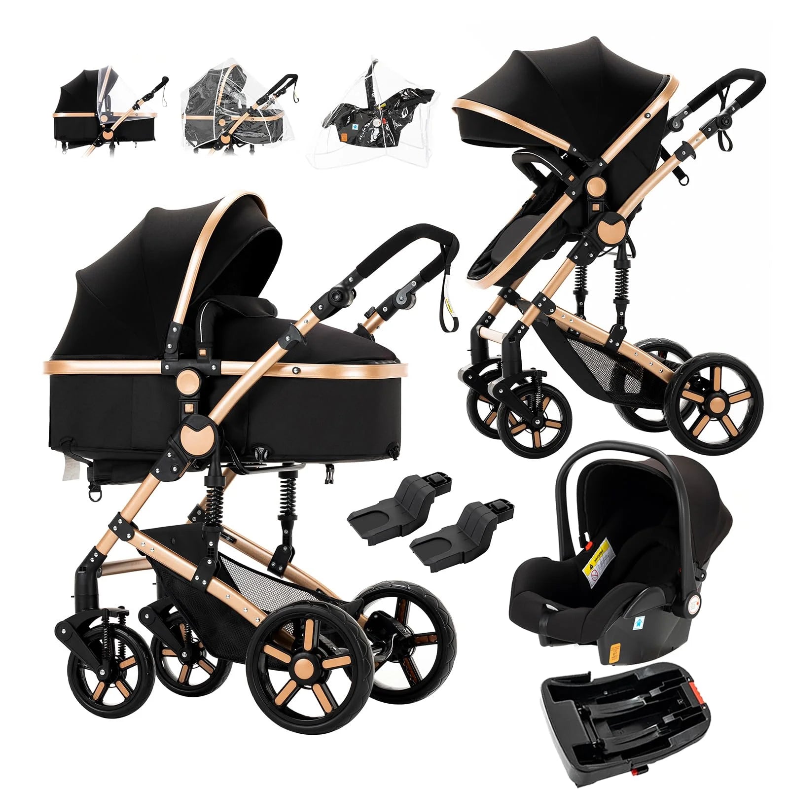Baby Stroller 3-in-1 Lightweight stroller Travel System Multifunctional Pram with Aluminum Frame Compact Stroller for Newborn