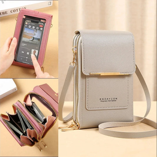 Fashion Screen Touch Lock, Cell Phone Bag. Women's Mobile Phone Card Holder. Crossbody Shoulder Bag