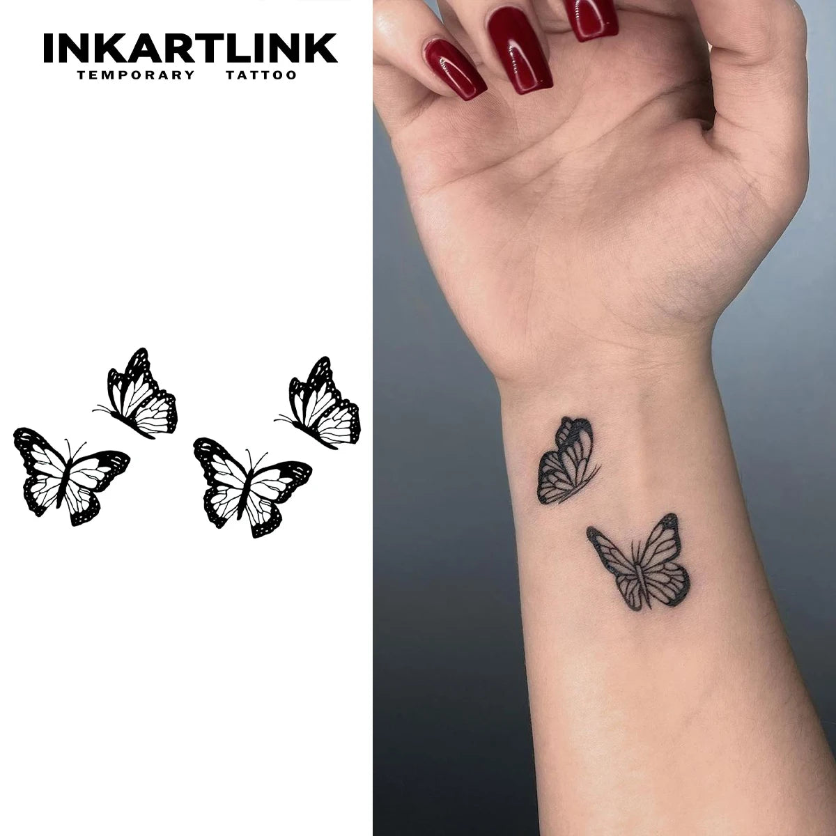 Butterfly Temporary Tattoo,Lasts To 15 Days New Technology Magic Waterproof Semi Permanent Sticker.