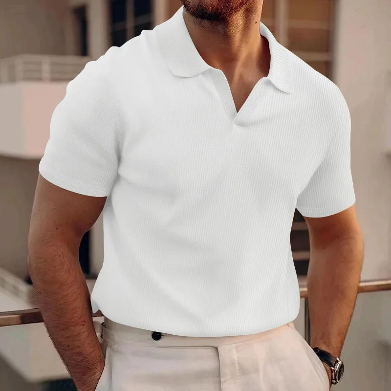 Men Waffle T-shirts Casual Oversized Short Sleeve Solid Color Loose Tee Shirt Tops CBFS-23087-C