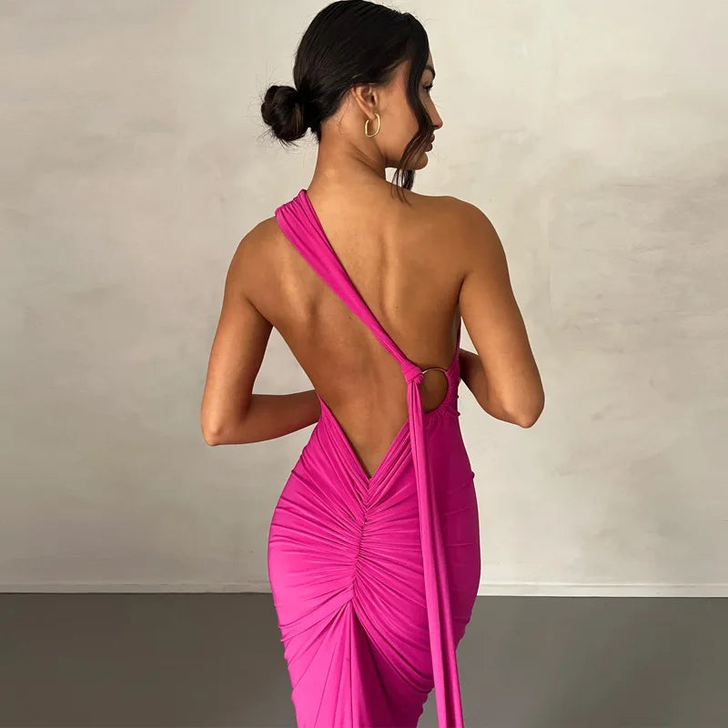 One Shoulder Sleeveless Backless Dress. Dresses For Women Club, Birthday Party, Evening Prom. from Neon y2k.