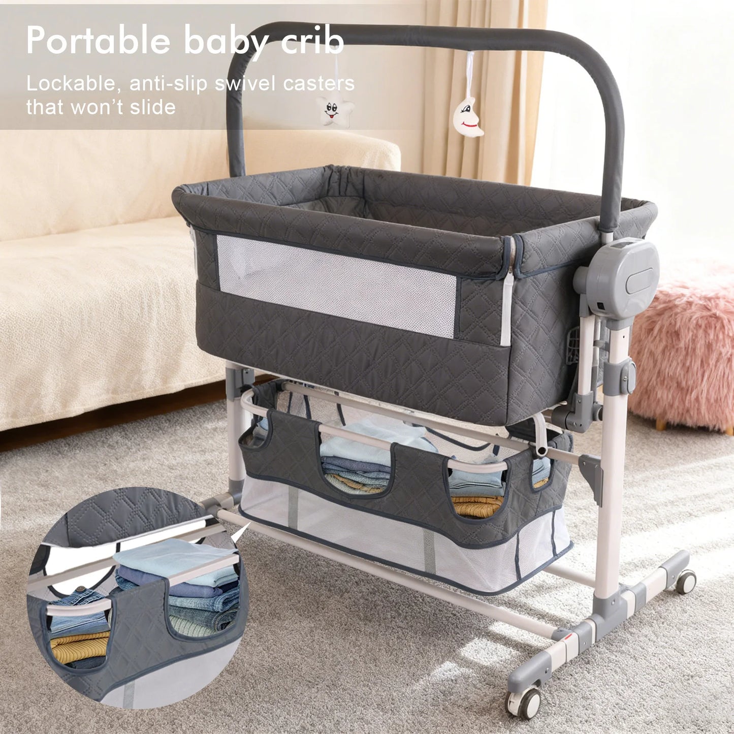 Smart Auto-Rocking Baby Bassinet — Bluetooth Music Foldable Crib
