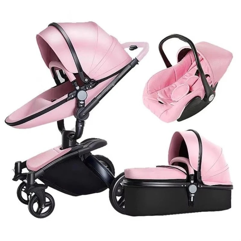 High Landscape Stroller Baby 4 in 1 Shock Absorbent Bidirectional Sitting and Lying Folding