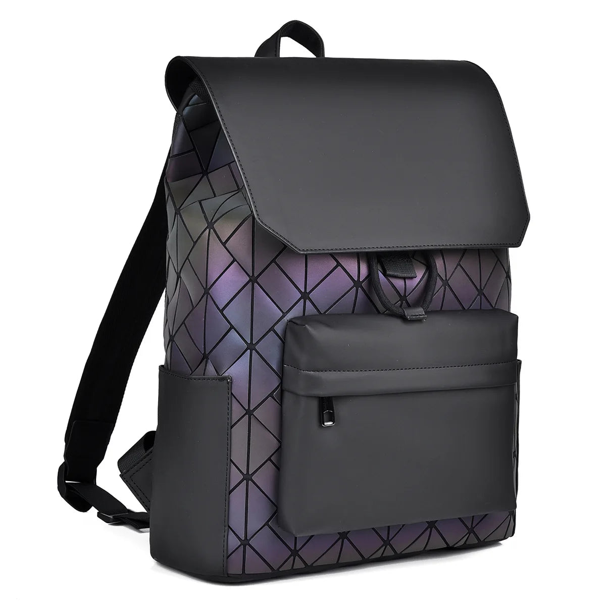 Trendy Brand Backpack Men's Bag Rhombus Laser Reflective Student School Bag Large Capacity Commuter Computer Bag
