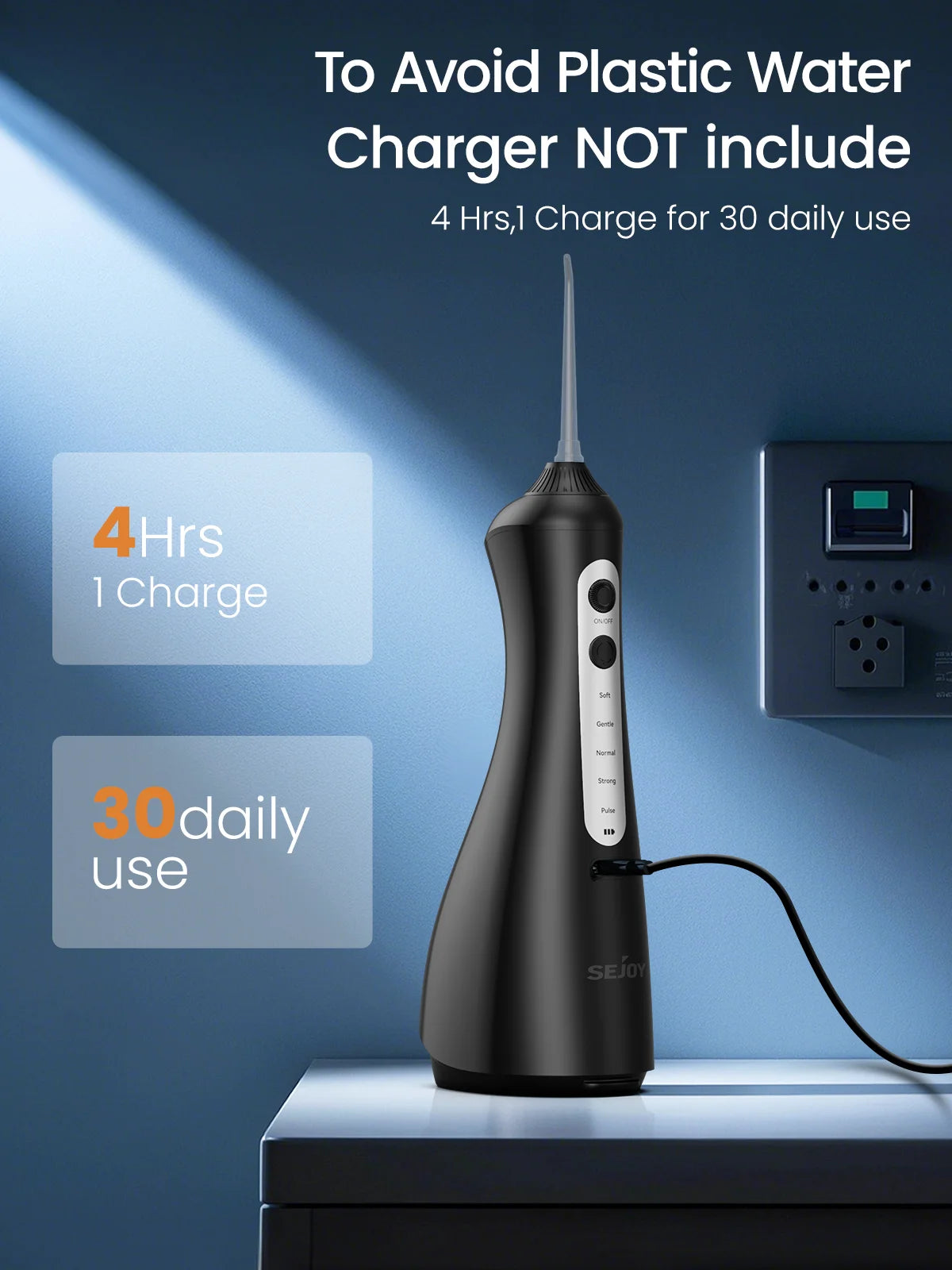 Sejoy Water Flosser Dental Oral Irrigator Water flossers for Teeth USB Rechargeable Waterproof Portable Cordless