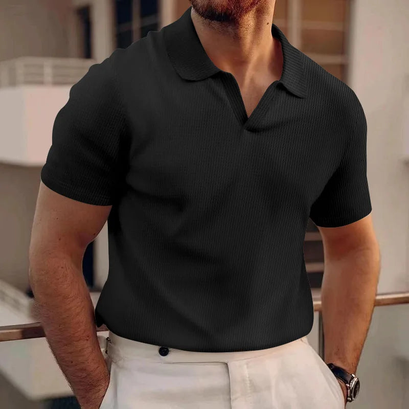 Men Waffle T-shirts Casual Oversized Short Sleeve Solid Color Loose Tee Shirt Tops CBFS-23087-C