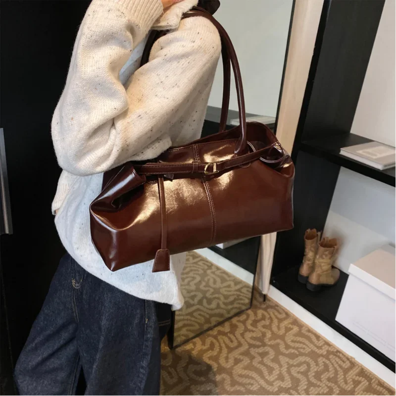New PU Leather Tote Bag. Slouchy Hobo Handbag Fashion Shoulder Bag. Large Top Handle Bag for Women Work Shopping Travel