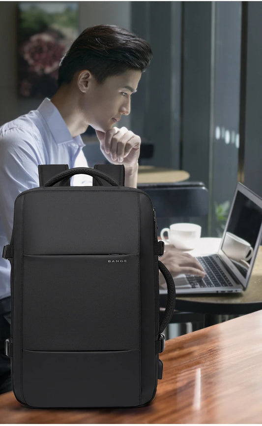Stylish BANGE Travel Backpack – Business Laptop Backpack 17.3” Expandable, Waterproof, USB Charging, Large Capacity WAREHOUSE SHOP