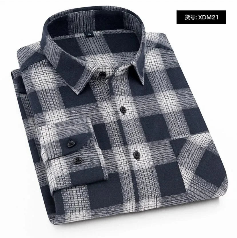 Men Flannel Plaid Shirt. Soft Comfort Slim Fit Styles Brand for Official and Casual Long Sleeve Shirts
