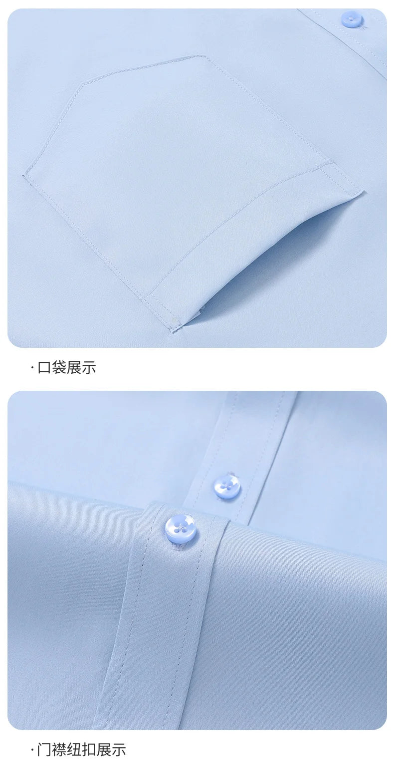 S~8XL Top Quality Elasticity Anti-Wrinkle Mens Shirts Long Sleeves Slim Fit Camisa Business Formal Blouse Social White Shirt Men