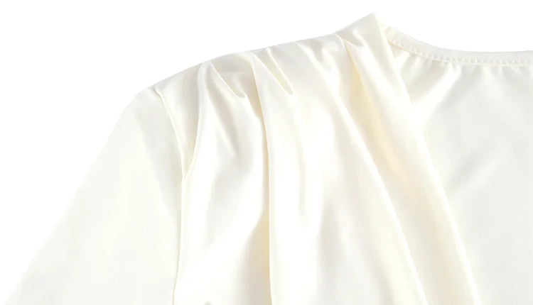 Ahagaga Elegant Women's Mini Dresses. Swinging Collar, Regular Long Sleeves Folds.