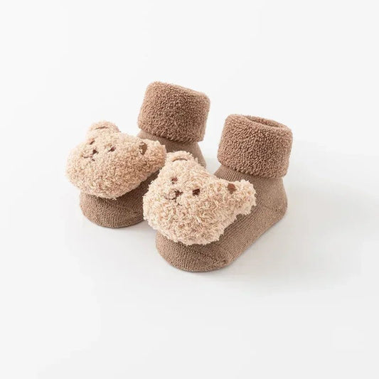 A pair of Cute Cartoon Bear Baby Socks | Winter Soft Cotton Anti - Slip Warm Toddler & Newborn Socks - WAREHOUSE SHOP