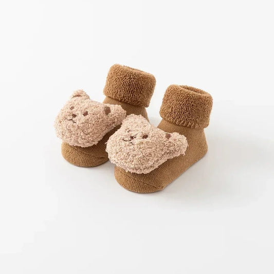 A pair of Cute Cartoon Bear Baby Socks | Winter Soft Cotton Anti - Slip Warm Toddler & Newborn Socks - WAREHOUSE SHOP