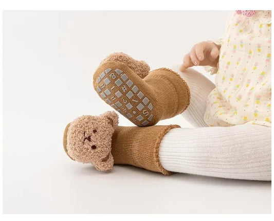 A pair of Cute Cartoon Bear Baby Socks | Winter Soft Cotton Anti - Slip Warm Toddler & Newborn Socks - WAREHOUSE SHOP
