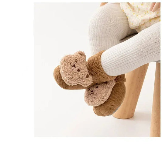 A pair of Cute Cartoon Bear Baby Socks | Winter Soft Cotton Anti - Slip Warm Toddler & Newborn Socks - WAREHOUSE SHOP