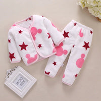 Adorable 2pcs flannel baby clothing set. Soft jacket & pants for newborns 0–24M. Perfect spring & autumn wear for boys and girls. - WAREHOUSE SHOP