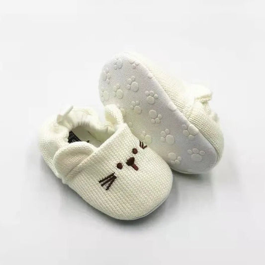 Adorable infant knit slippers with cartoon design, anti - slip sole, and cozy style – perfect crib shoes for baby boys and girls. - WAREHOUSE SHOP
