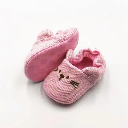 Adorable infant knit slippers with cartoon design, anti - slip sole, and cozy style – perfect crib shoes for baby boys and girls. - WAREHOUSE SHOP