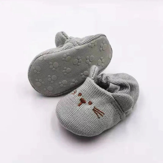 Adorable infant knit slippers with cartoon design, anti - slip sole, and cozy style – perfect crib shoes for baby boys and girls. - WAREHOUSE SHOP