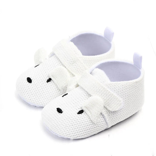 Adorable infant knit slippers with cartoon design, anti - slip sole, and cozy style – perfect crib shoes for baby boys and girls. - WAREHOUSE SHOP