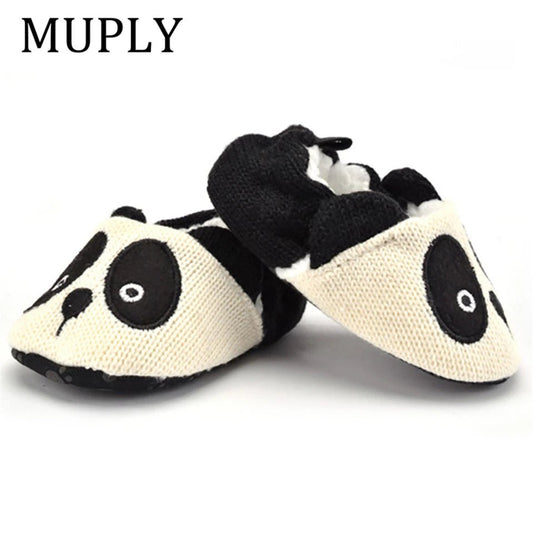 Adorable infant knit slippers with cartoon design, anti - slip sole, and cozy style – perfect crib shoes for baby boys and girls. - WAREHOUSE SHOP