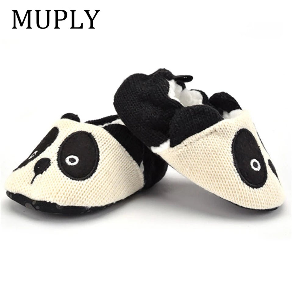 Adorable infant knit slippers with cartoon design, anti - slip sole, and cozy style – perfect crib shoes for baby boys and girls. - WAREHOUSE SHOP
