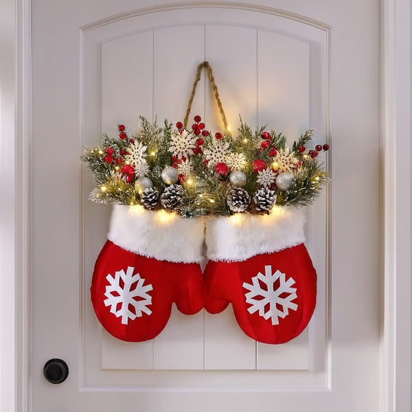 Whimsical Christmas Glove Wreath – Festive Holiday Decor