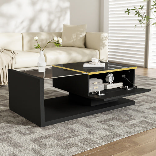 90cm LED Coffee Table - RGB Lights & Glass Top