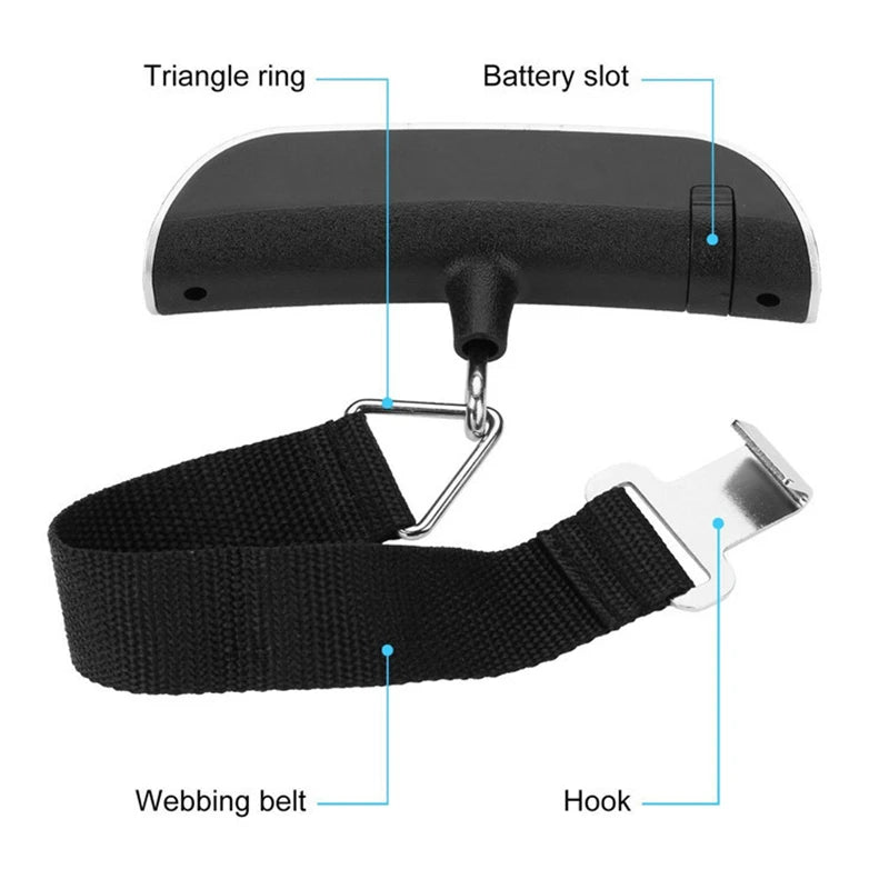 Baggage Digital Portable Scale. LCD Display 110lb/50kg for Electronic Luggage Hanging Suitcase. Bag weighs. - WAREHOUSE SHOP