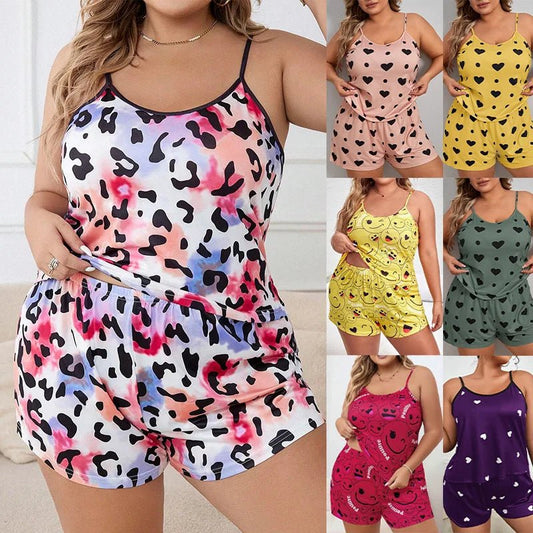 Big Size Summer Pajamas Plus Size Women Pijama Set Sexy Women Sleeveless Sleepwear Woman Women's Sleep Lounge Underwear - WAREHOUSE SHOP