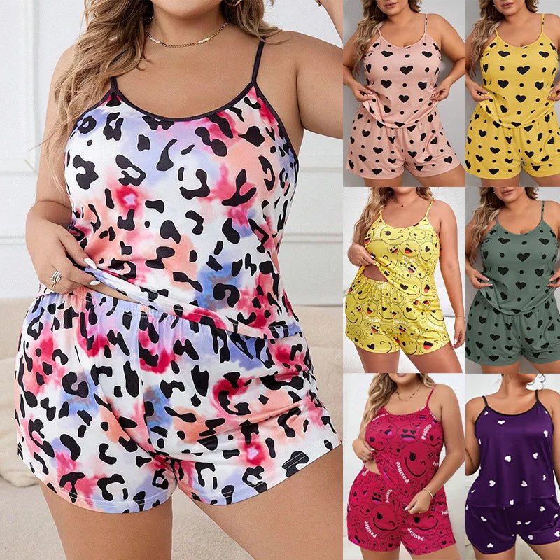 Big Size Summer Pajamas Plus Size Women Pijama Set Sexy Women Sleeveless Sleepwear Woman Women's Sleep Lounge Underwear - WAREHOUSE SHOP