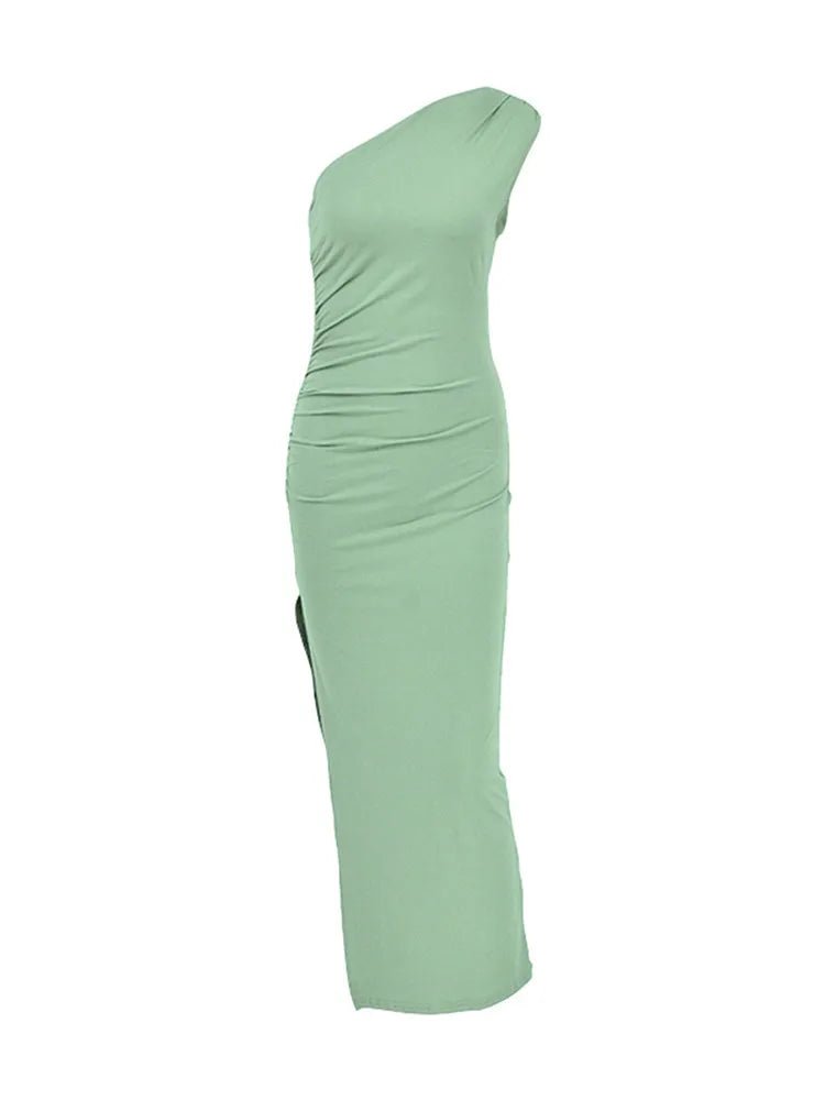 Black elegant Dress, Sexy Split Sleeveless, Backless Dress Off Shoulder, for casual, Dinner, Club Slim wear Dress - WAREHOUSE SHOP