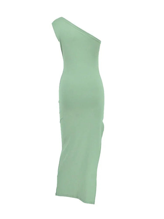 Black elegant Dress, Sexy Split Sleeveless, Backless Dress Off Shoulder, for casual, Dinner, Club Slim wear Dress - WAREHOUSE SHOP