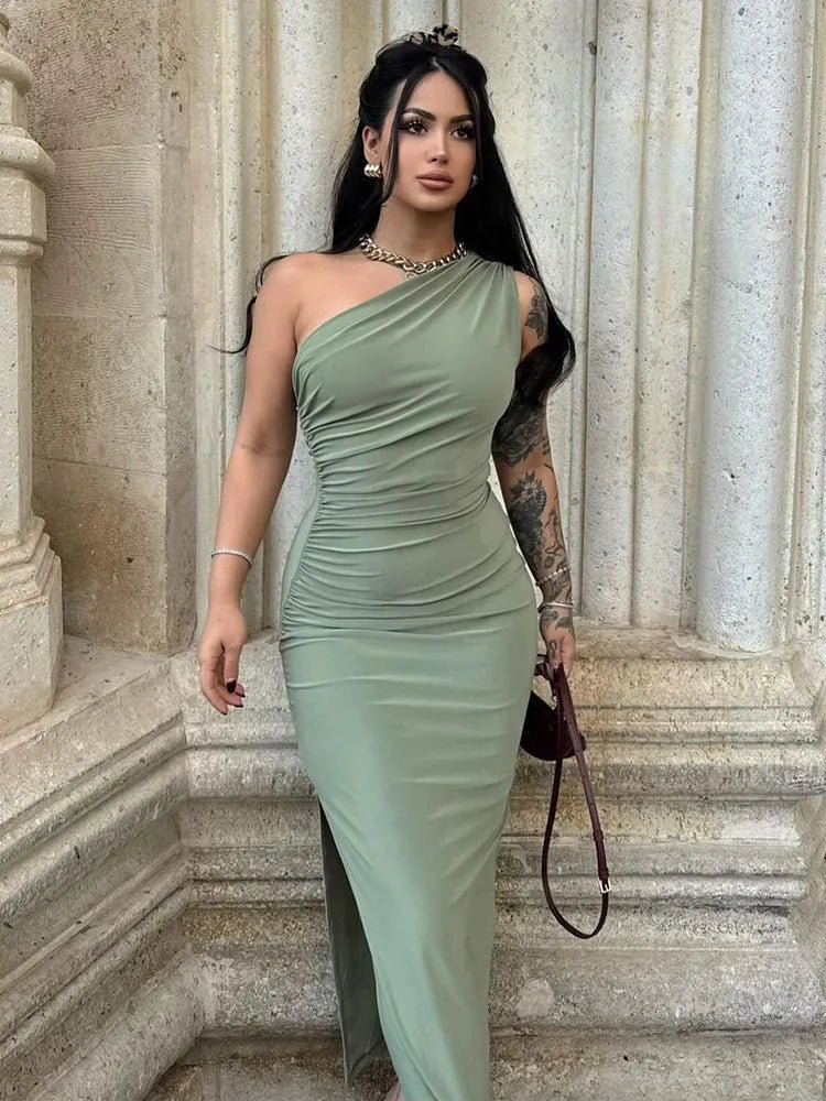 Black elegant Dress, Sexy Split Sleeveless, Backless Dress Off Shoulder, for casual, Dinner, Club Slim wear Dress - WAREHOUSE SHOP