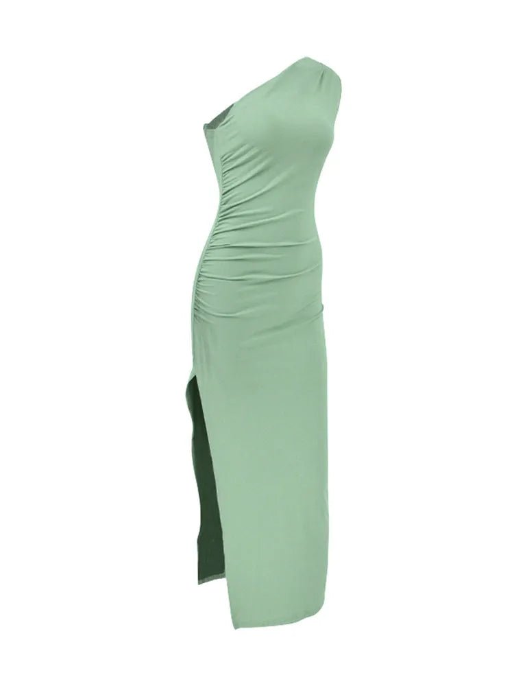 Black elegant Dress, Sexy Split Sleeveless, Backless Dress Off Shoulder, for casual, Dinner, Club Slim wear Dress - WAREHOUSE SHOP