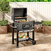 【Breeins】Charcoal Grill, Adjustable Charcoal Tray, Pull - out Ash Tray, Heavy Duty Barbecue Grill with Wheels - WAREHOUSE SHOP