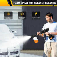 BRIEFNESS 400W Wireless High Pressure Water Gun Car Washing Machine Portable 6 - in - 1 Adjustable Nozzle Car Floor Yard Watering - WAREHOUSE SHOP
