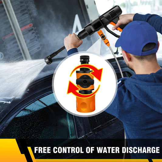 BRIEFNESS 400W Wireless High Pressure Water Gun Car Washing Machine Portable 6 - in - 1 Adjustable Nozzle Car Floor Yard Watering - WAREHOUSE SHOP