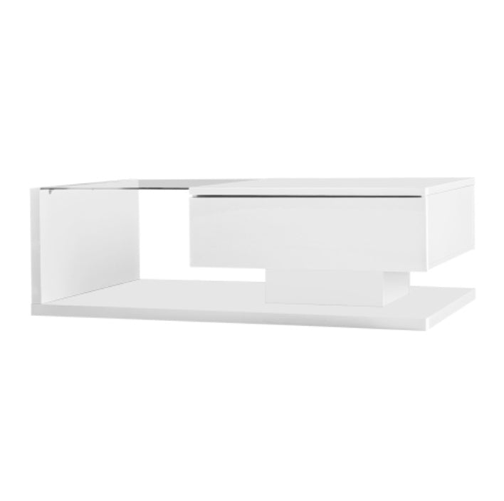 Coffee Table, High-gloss White. Side Tables, Coffee Tables With Glass and LED