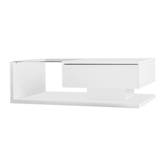 Coffee Table, High-gloss White. Side Tables, Coffee Tables With Glass and LED