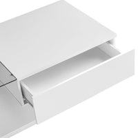 Modern White LED Coffee Table with Glass Top