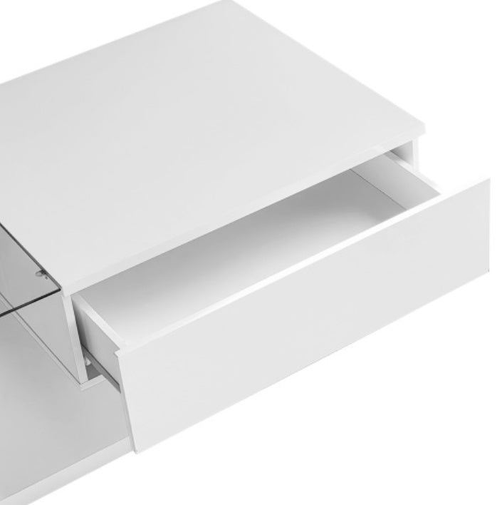 Modern White LED Coffee Table with Glass Top