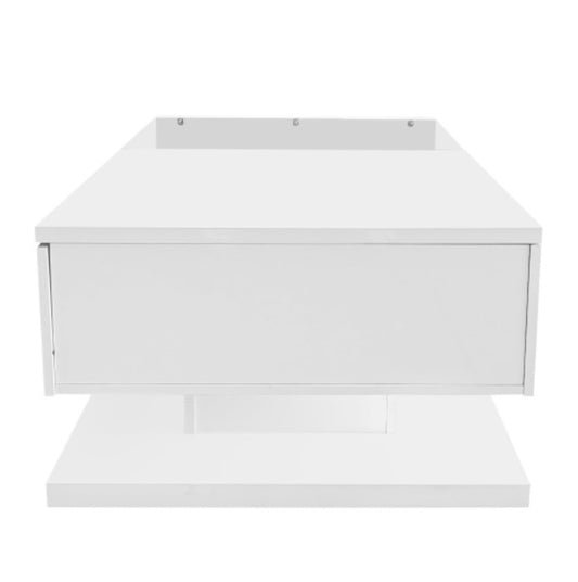 Coffee Table, High-gloss White. Side Tables, Coffee Tables With Glass and LED
