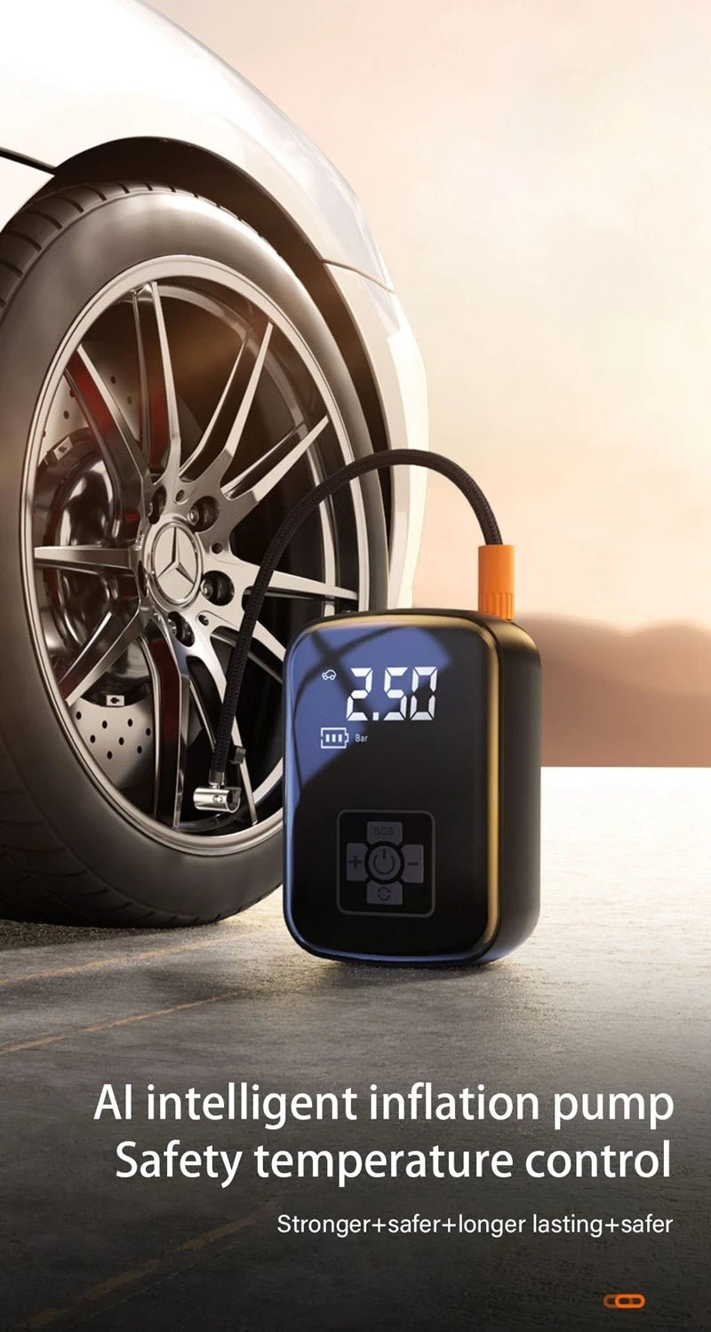 Car tire intelligent wireless car inflatable pump motorcycle bicycle electric vehicle portable air pump portable travel portable - WAREHOUSE SHOP