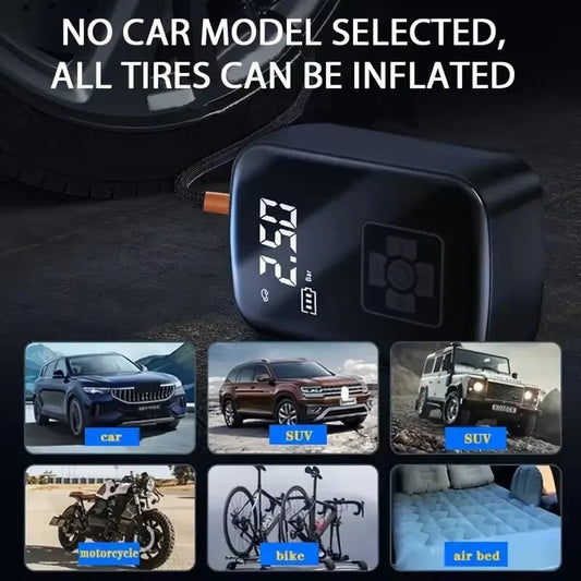 Car tire intelligent wireless car inflatable pump motorcycle bicycle electric vehicle portable air pump portable travel portable - WAREHOUSE SHOP