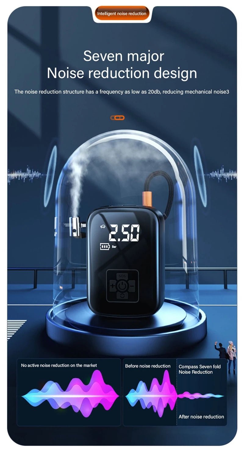 Car tire intelligent wireless car inflatable pump motorcycle bicycle electric vehicle portable air pump portable travel portable - WAREHOUSE SHOP